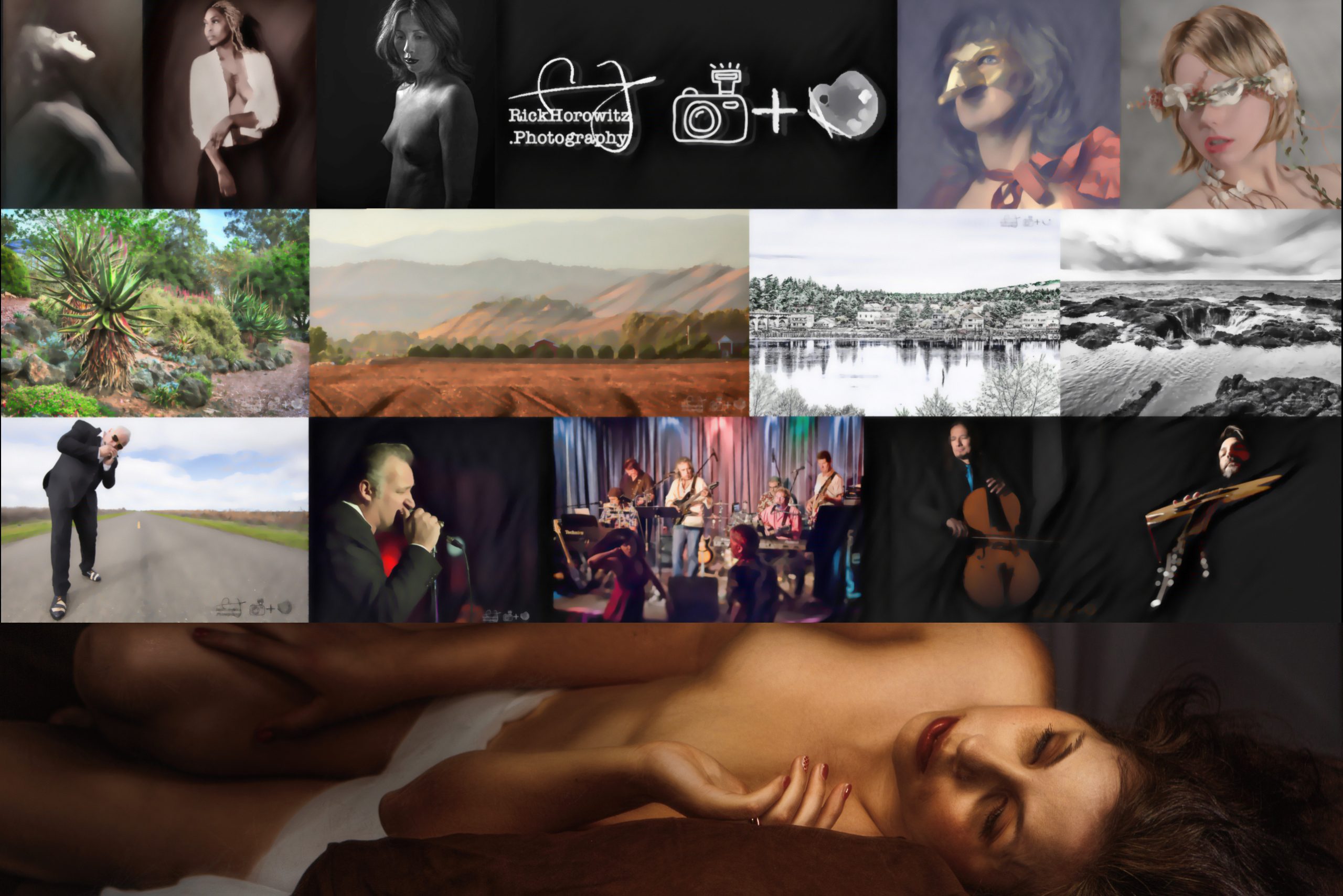 mosaic of photography by Rick Horowitz processed in a painterly manner