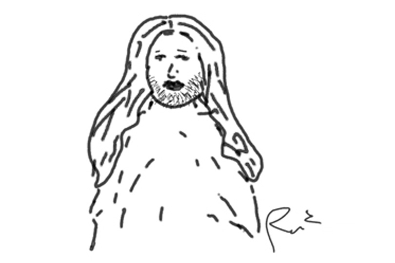 a joke of a drawing of myself, which looks barely better than if I had done a stick figure for my self-portrait