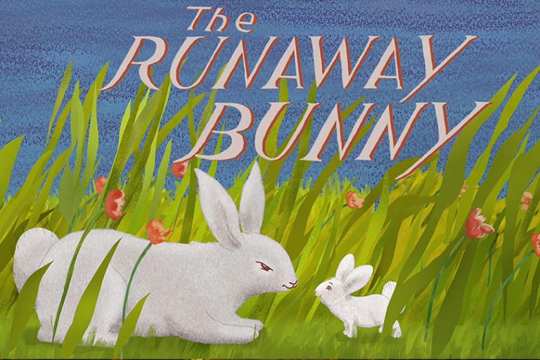 a video with the music of It's a Wonderful World plays against a background of the Runaway Bunny