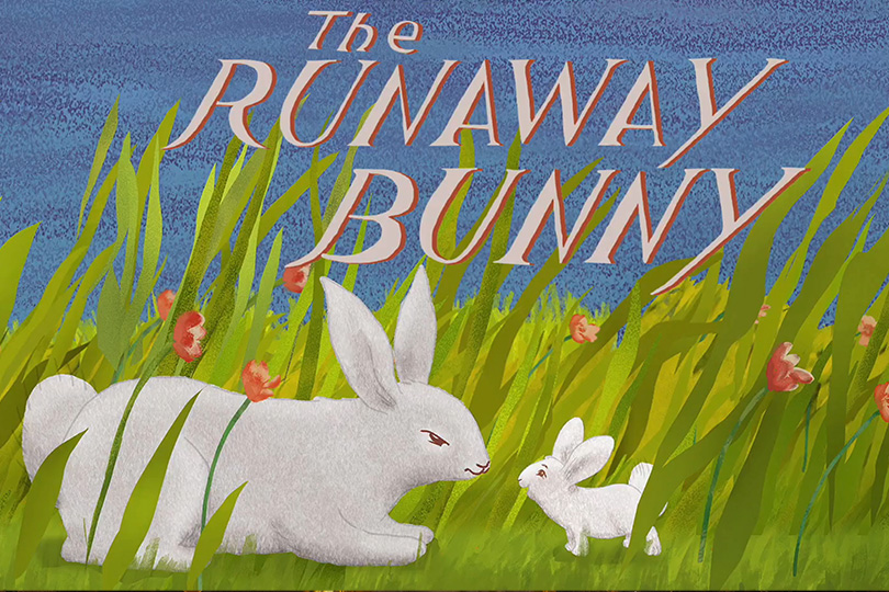 a video with the music of It's a Wonderful World plays against a background of the Runaway Bunny